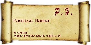 Paulics Hanna névjegykártya